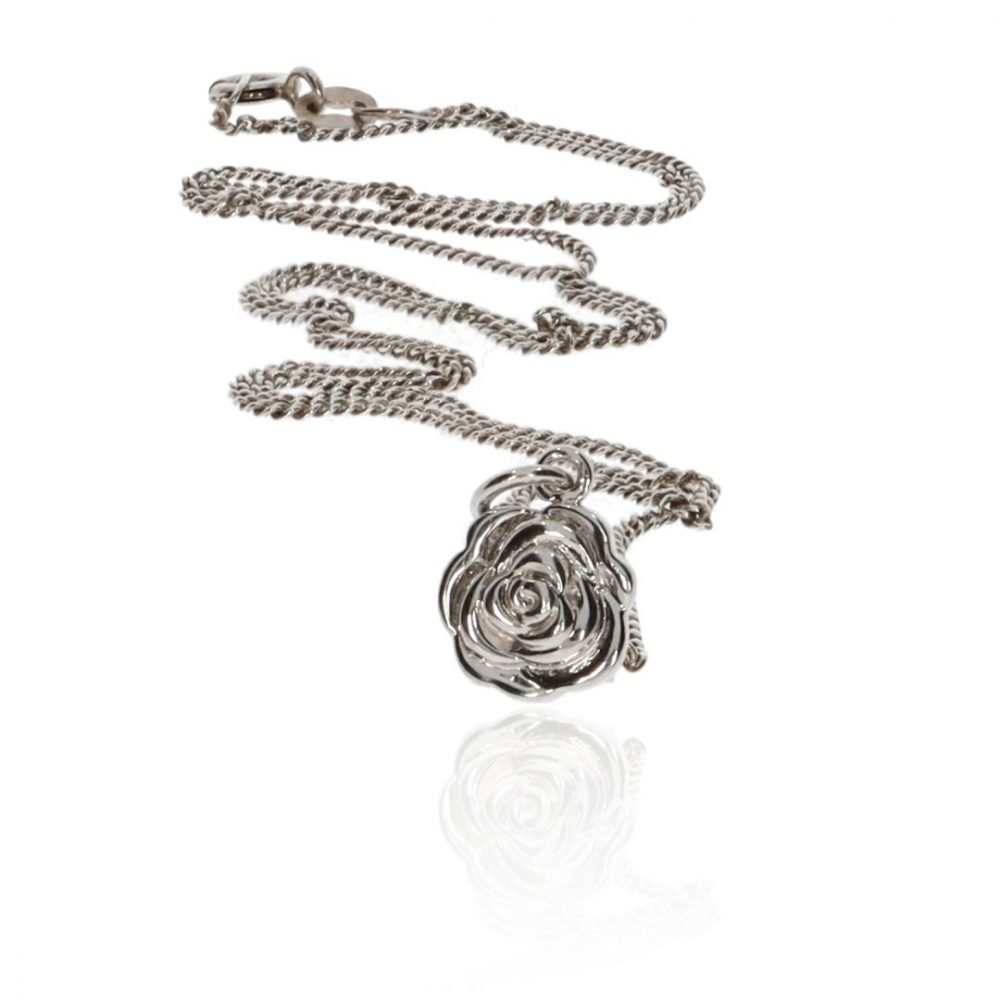 Sweet Silver Rose Pendant By Heidi Kjeldsen Jewellers P1435 Flat