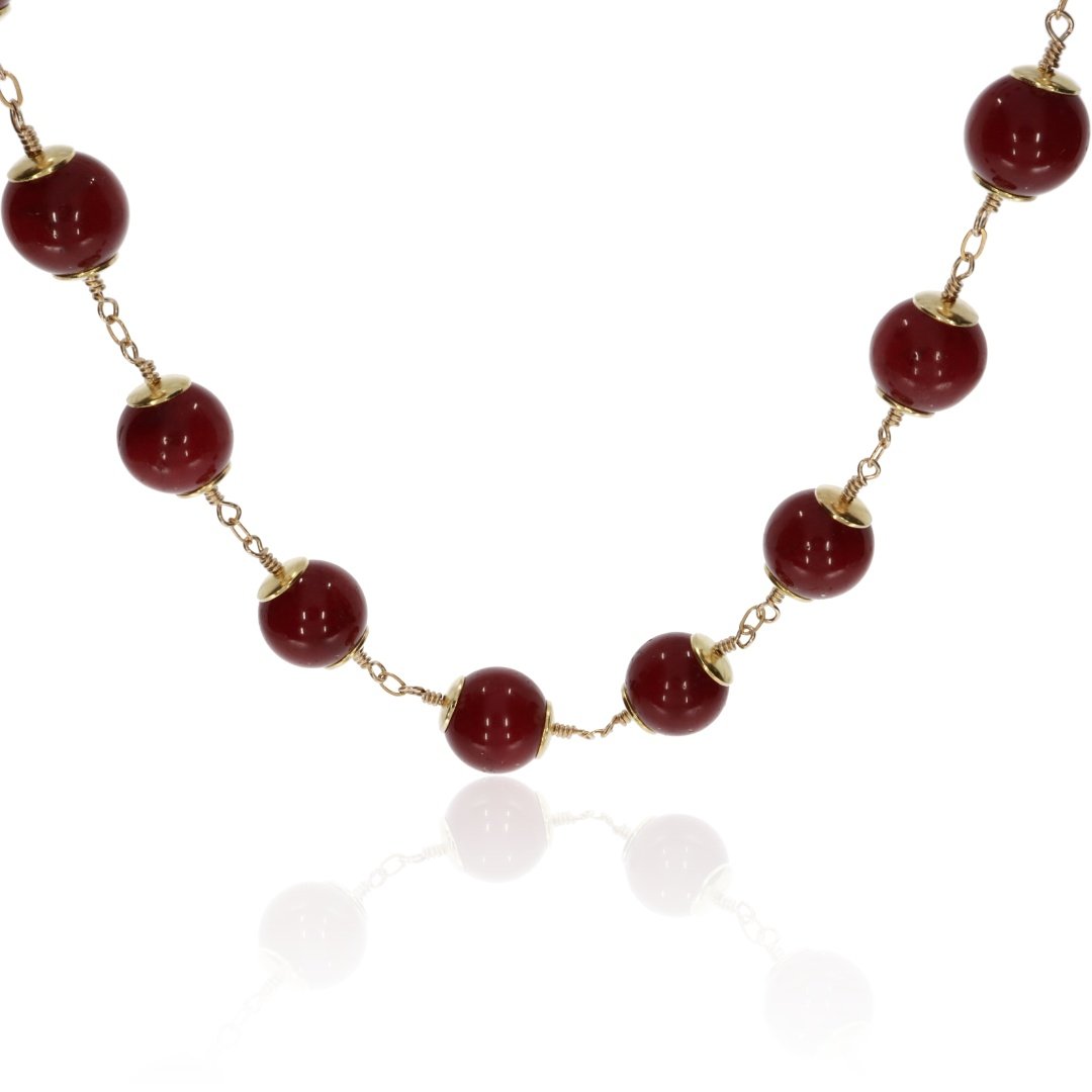 Dark Red Agate Necklace By Heidi Kjeldsen Jewellery NL1299 Front