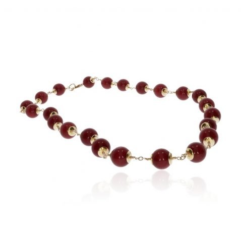 Dark Red Agate Necklace By Heidi Kjeldsen Jewellery NL1299 Round