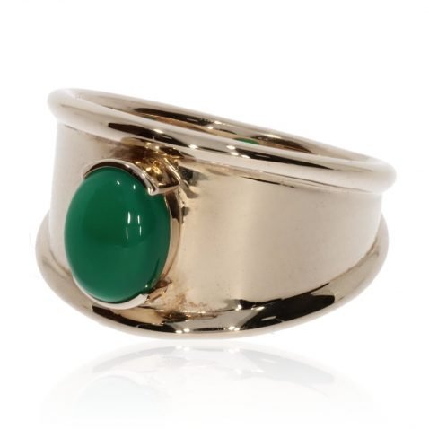 Green Agate (enhanced) and Gold Dress Ring by Heidi Kjeldsen Jewellers side