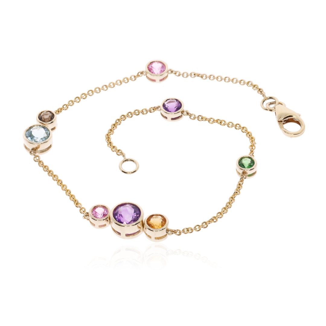 Colourful Multi-Gemstone Gold Bracelet