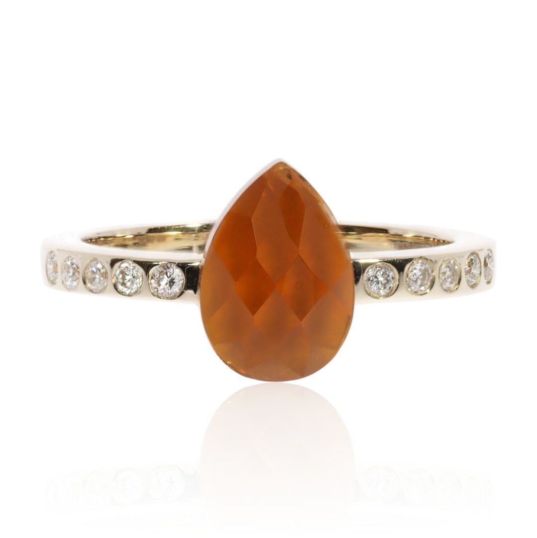 Orange Citrine and Diamond Ring by Heidi Kjeldsen Jewellery R1664 Front