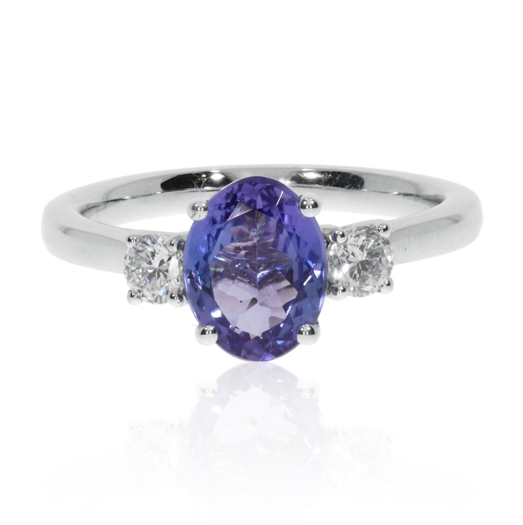 Tanzanite and Diamond Ring By Heidi Kjeldsen Jewellers R1671 Front