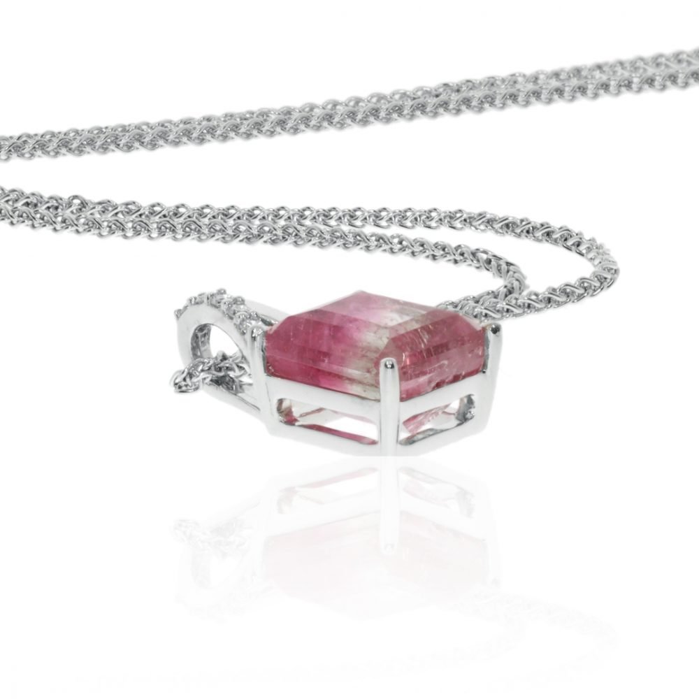 Bi-colour Tourmaline and Diamond pendant by Heidi Kjeldsen Jewellery P1459 Flat