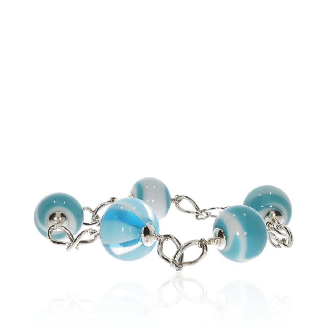 Blue and White Murano Glass Bracelet By Heidi Kjeldsen Jewellers BL1339 side