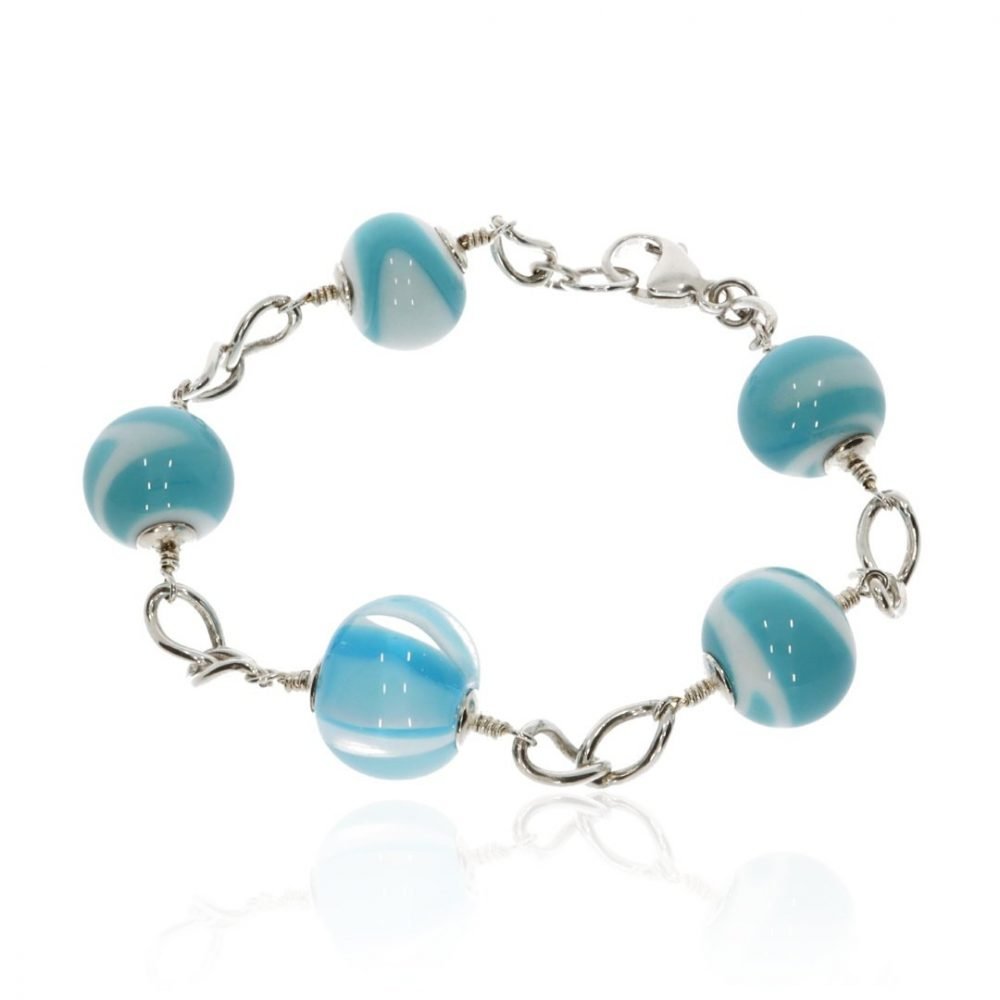 Blue and White Murano Glass Bracelet By Heidi Kjeldsen Jewellers BL1339 round