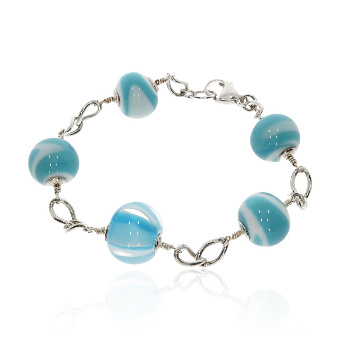 Pretty Blue and White Glass Bracelet