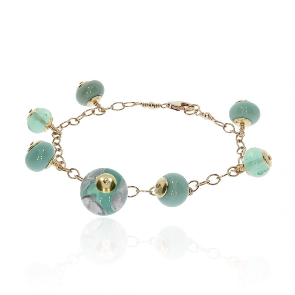 Green floral Murano Glass Bracelet By Heidi Kjeldsen Jewellery BL1392 round