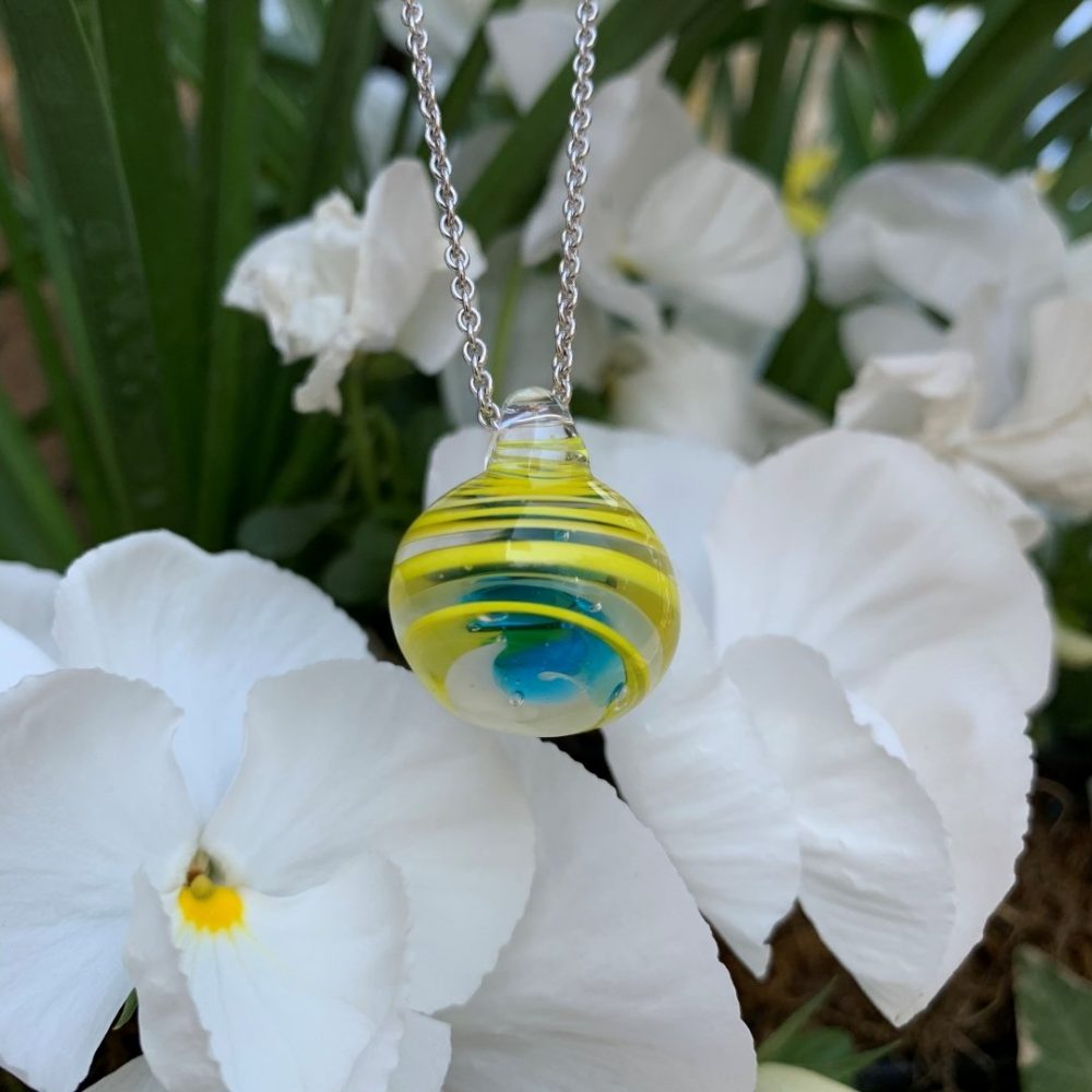 Yellow Swirl Murano Glass Pendant By Heidi Kjeldsen Jewellery P1453 Nature