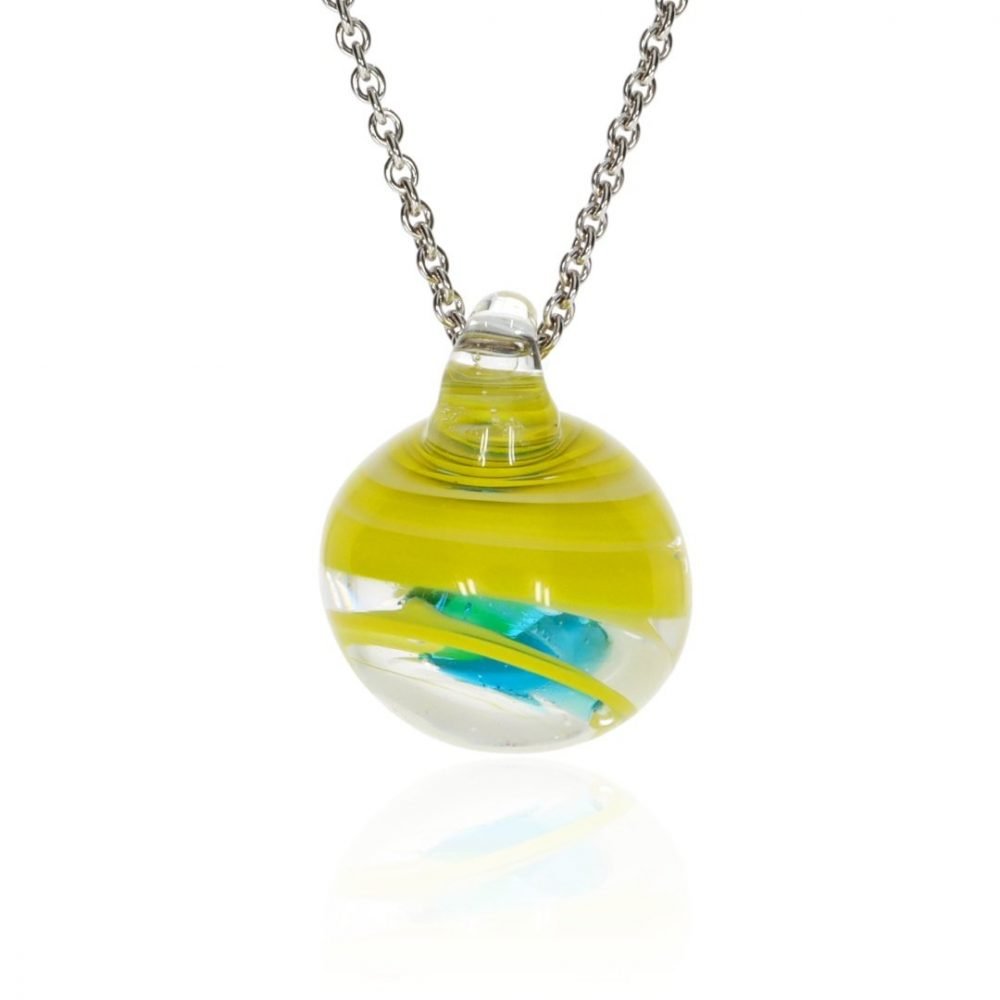 Yellow Swirl Murano Glass Pendant By Heidi Kjeldsen Jewellery P1453 Front