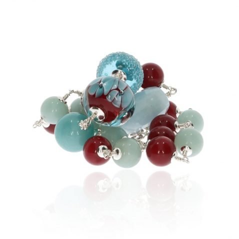 Aquamarine, Amazonite, Red Agate and Murano Glass Necklace By Heidi Kjeldsen Jewellery NL1307 Stack