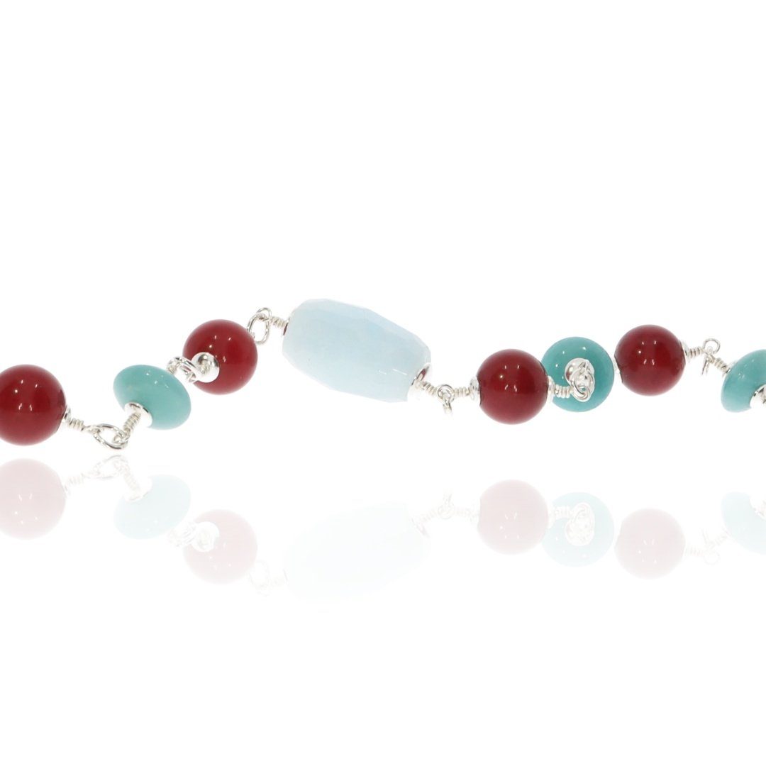 Aquamarine, Aventurine and Red Agate Bracelet By Heidi Kjeldsen Jewellery BL1393 Close