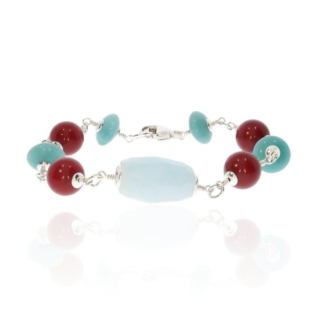 Aquamarine, Aventurine and Red Agate Bracelet By Heidi Kjeldsen Jewellery BL1393 Round