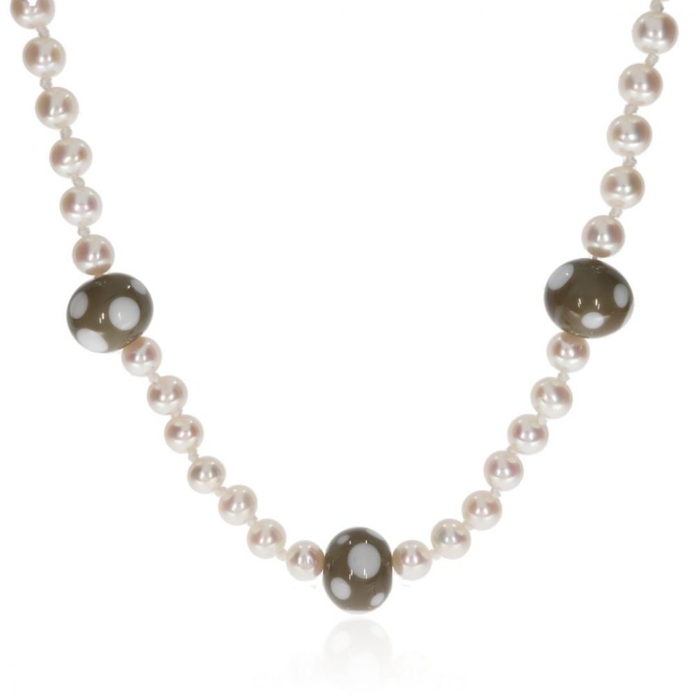 Cultured Pearl and Glass necklace By Heidi Kjeldsen Jewellery NL1312 front