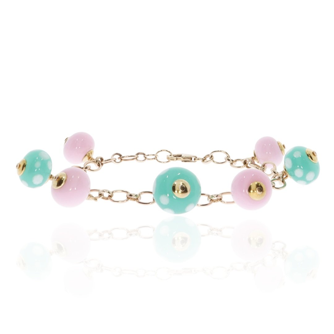 Pretty Pink and Green Glass Bracelet