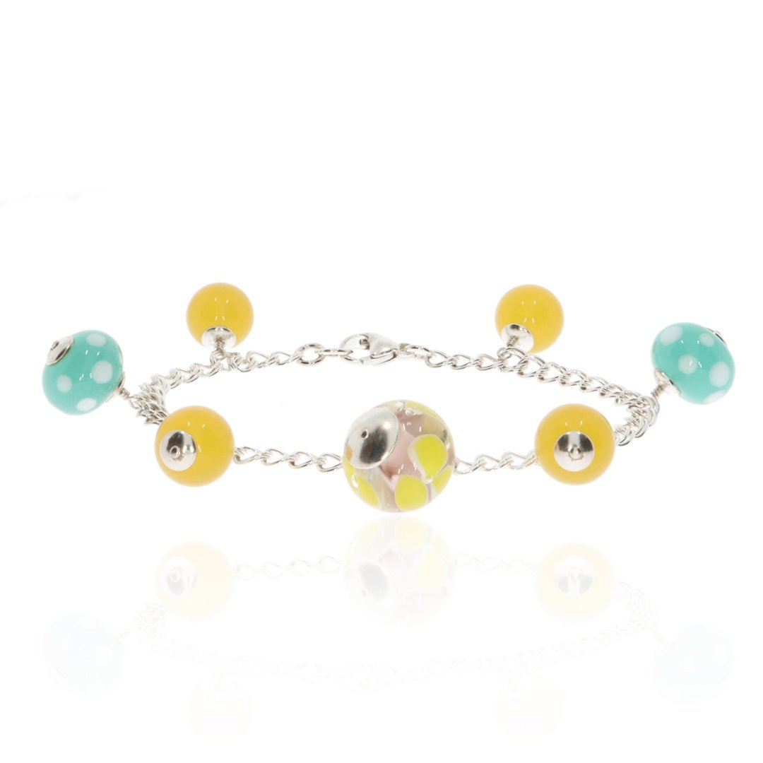 Yellow and Green Murano Glass Bracelet By Heidi Kjeldsen Jewellery BL1364 circle