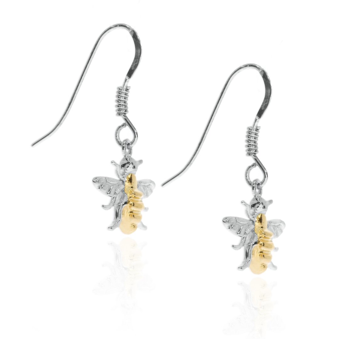 Gold Plated Sterling Silver Drop Bee Earrings By Heidi Kjeldsen Jewellery ER2508 side