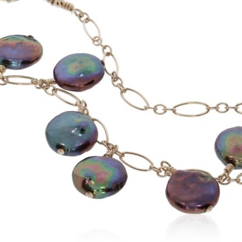 Black Coin Pearl Necklace By Heidi Kjeldsen Jewellery NL1323 Close Up