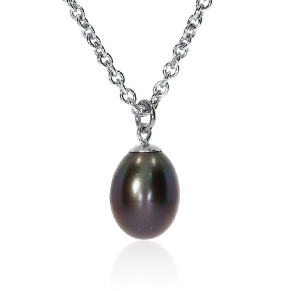 Black Drop Pearl Pendant By Heidi Kjeldsen Jewellery P848 Front