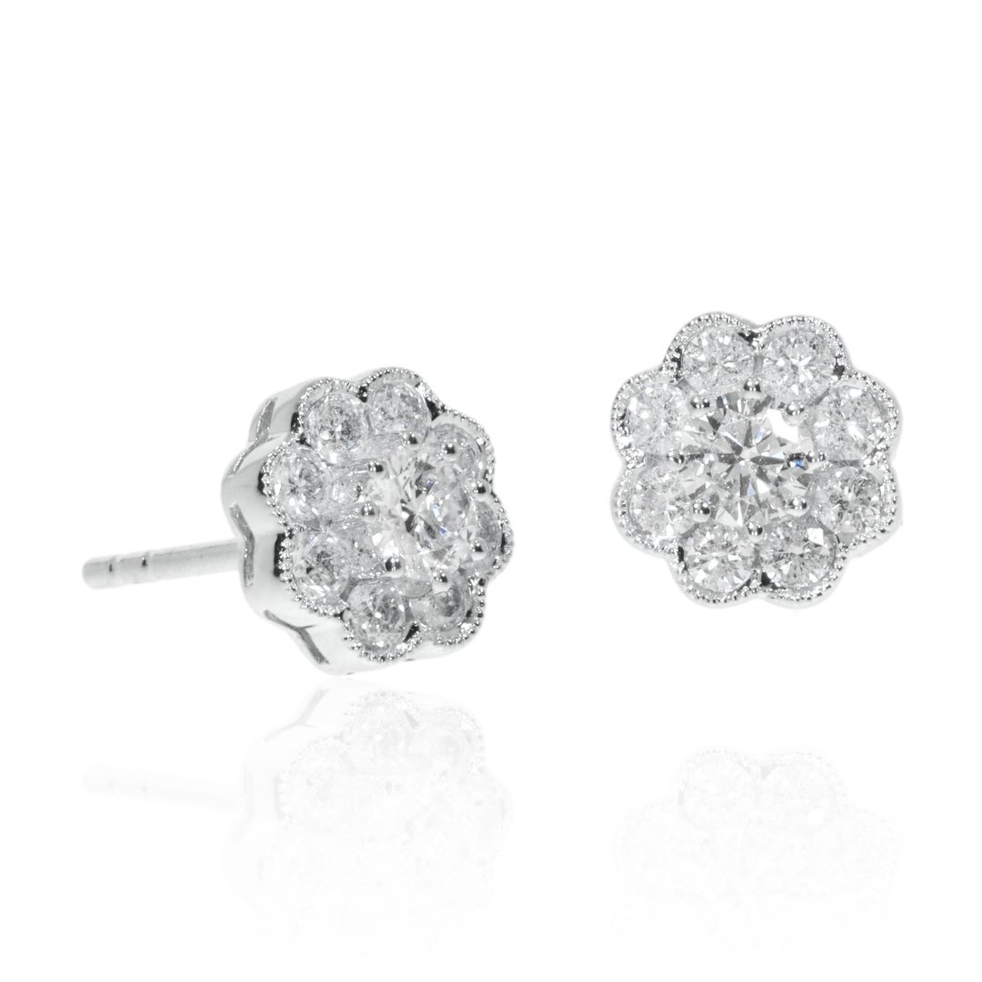 Diamond Daisy Cluster Earrings By Heidi Kjeldsen Jewellery ER4769 Flat