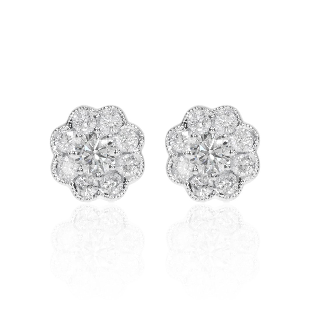 Diamond Daisy Cluster Earrings By Heidi Kjeldsen Jewellery ER4769 Front