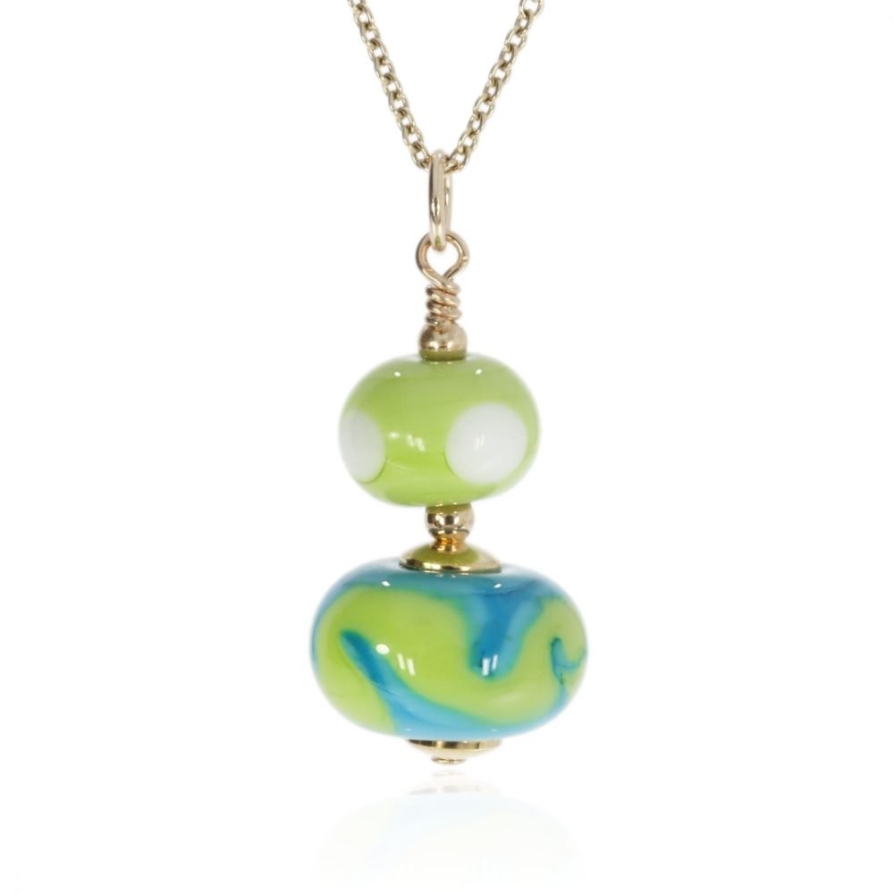 Green and blue Murano Glass pendant by Heidi Kjeldsen Jewellery P1374 Front