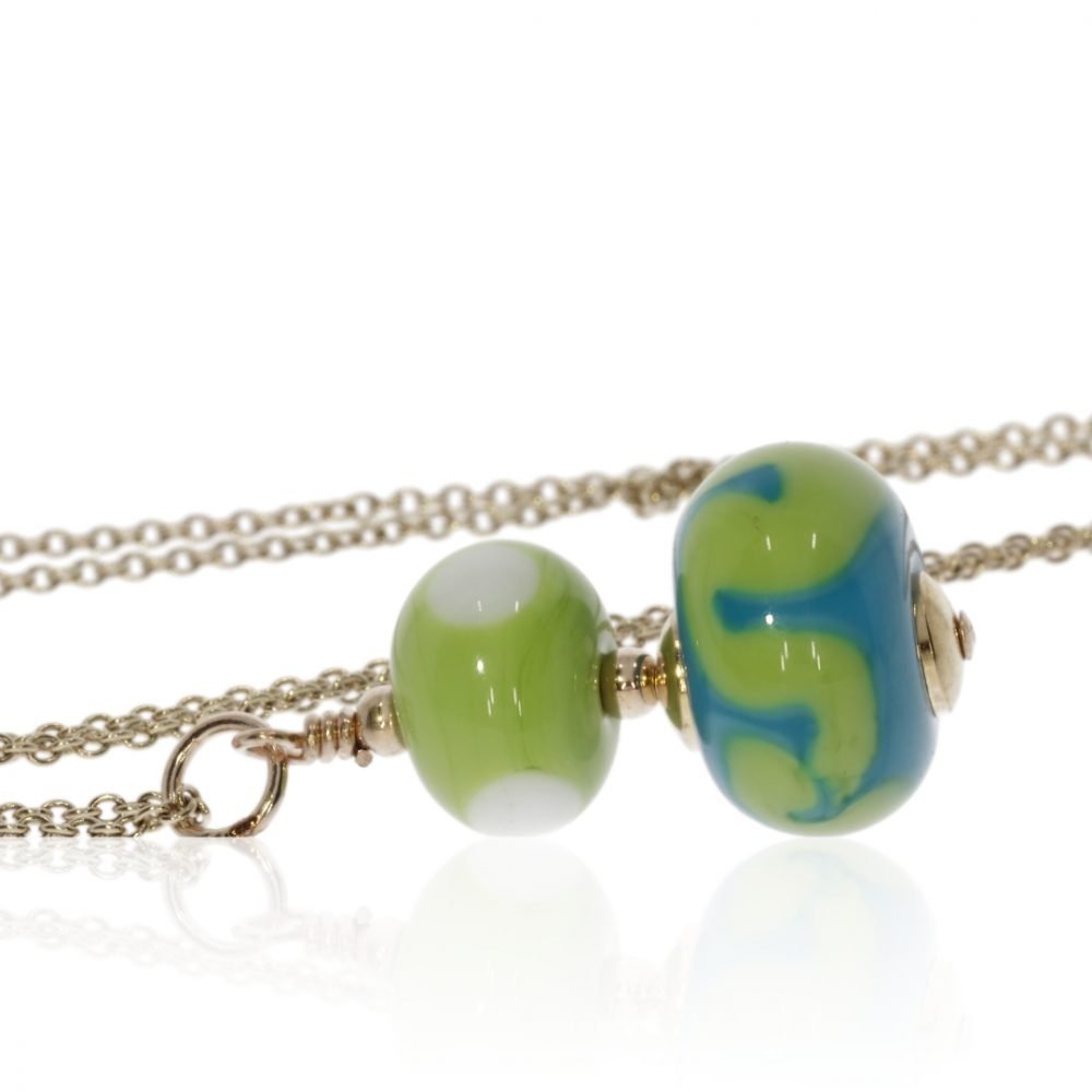 Green and blue Murano Glass pendant by Heidi Kjeldsen Jewellery P1374 Side