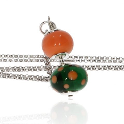 Glorious Orange and Green Murano Glass Pendant by Heidi Kjeldsen Jewellery P1428 Standing