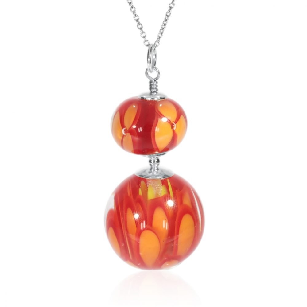 Gorgeous Orange and Red Murano Glass Pendant By Heidi Kjeldsen Jewellery P1425 Front