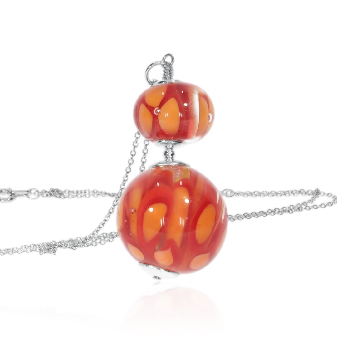 Gorgeous Orange and Red Murano Glass Pendant By Heidi Kjeldsen Jewellery P1425 Standing
