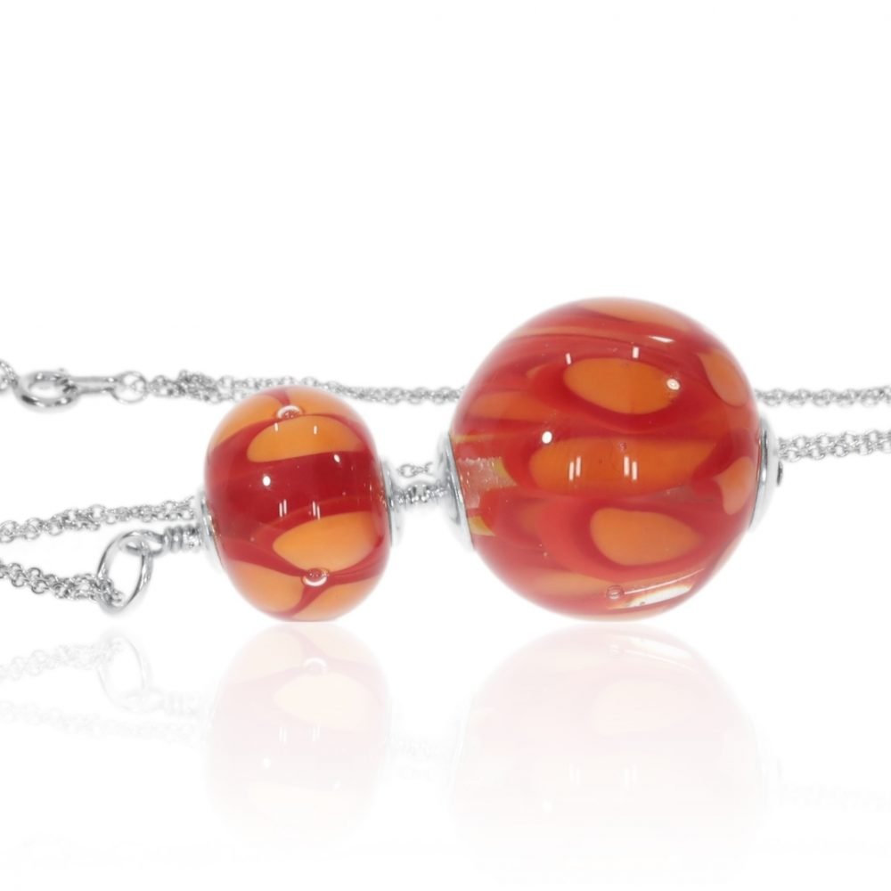 Gorgeous Orange and Red Murano Glass Pendant By Heidi Kjeldsen Jewellery P1425 Side