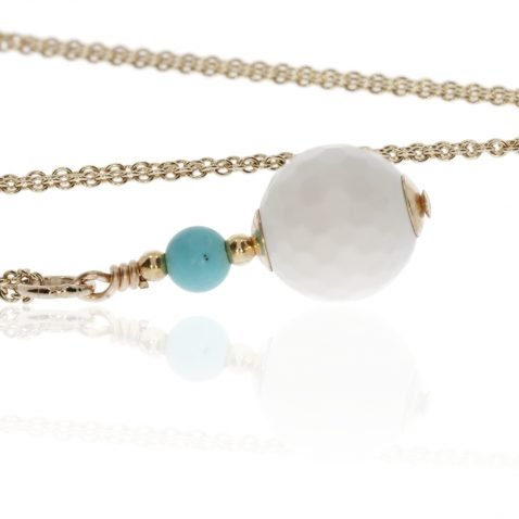 White Agate and Turquoise Pendant By Heidi Kjeldsen Jewellery P1383 Side