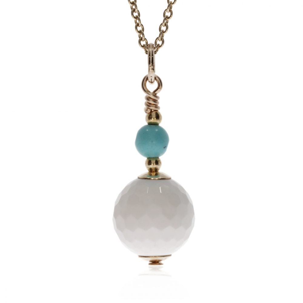 White Agate and Turquoise Pendant By Heidi Kjeldsen Jewellery P1383 Front