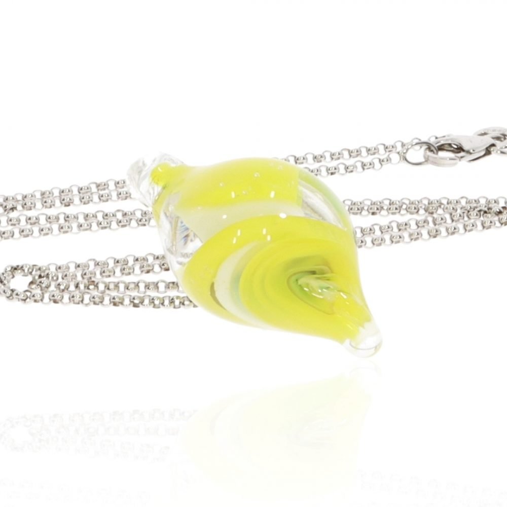 Yellow Swirl Murano Glass Pendant By Heidi Kjeldsen jewellery P1454 Flat