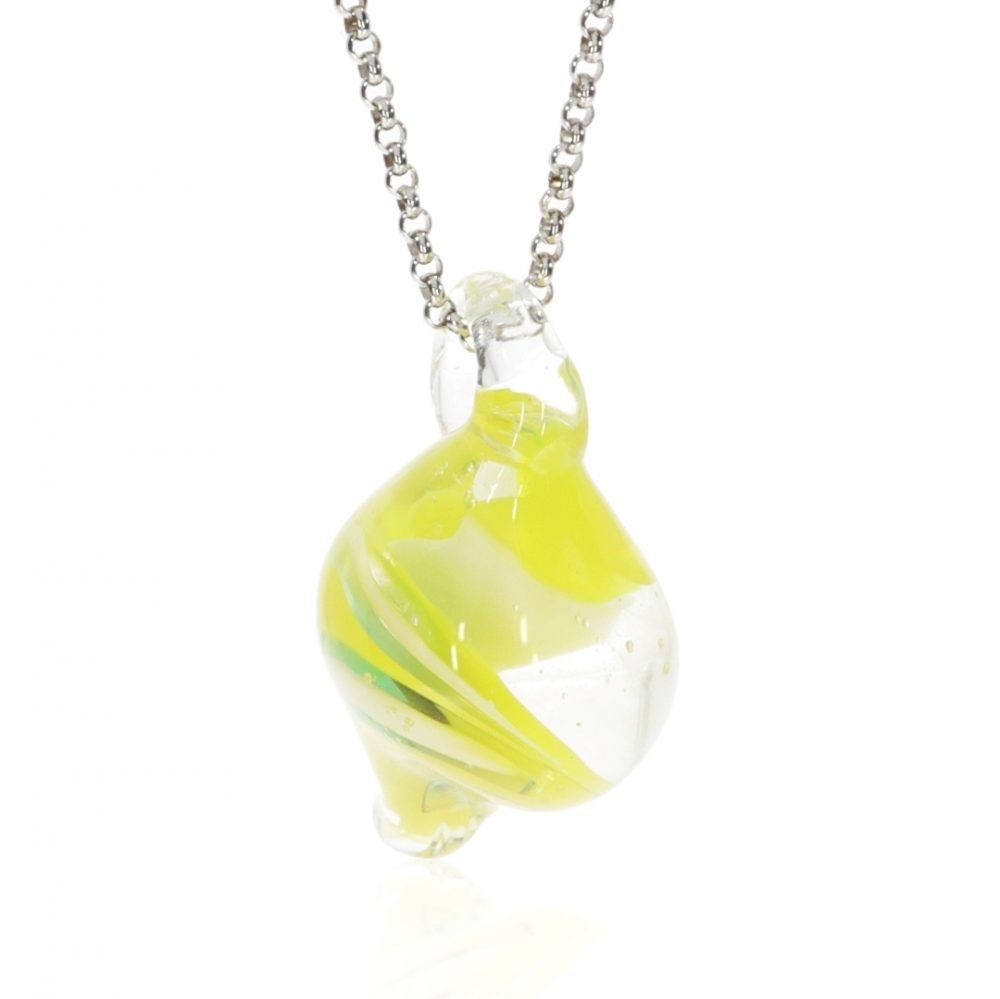 Yellow Swirl Murano Glass Pendant By Heidi Kjeldsen jewellery P1454 front