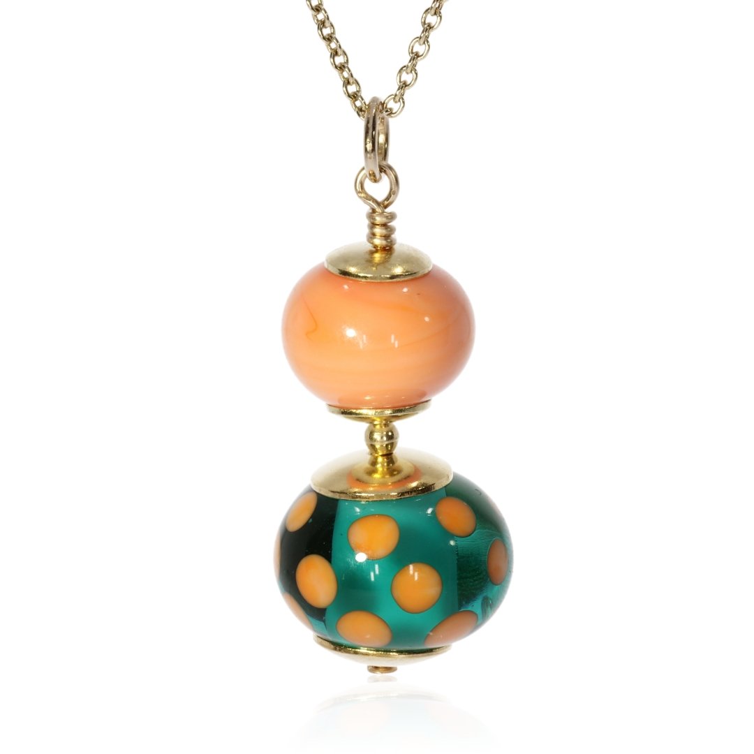 Striking Orange and Teal Murano Glass Pendant by Heidi Kjeldsen Jewellers P1419 front