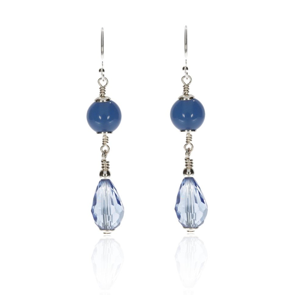 Blue Agate and Glass Earrings By Heidi Kjeldsen Jewellery ER2578 Front