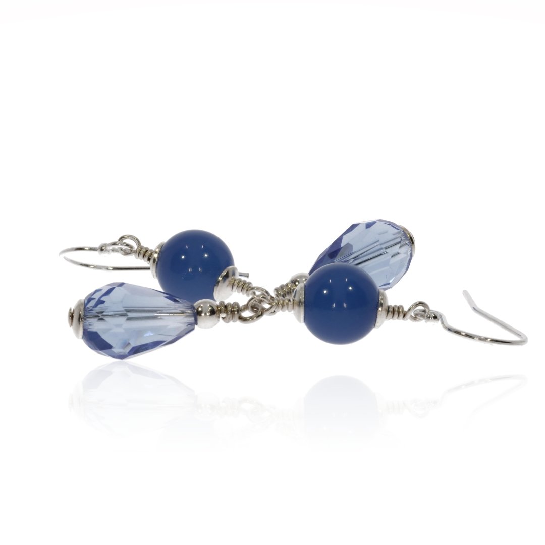 Blue Agate and Glass Earrings By Heidi Kjeldsen Jewellery ER2578 Side