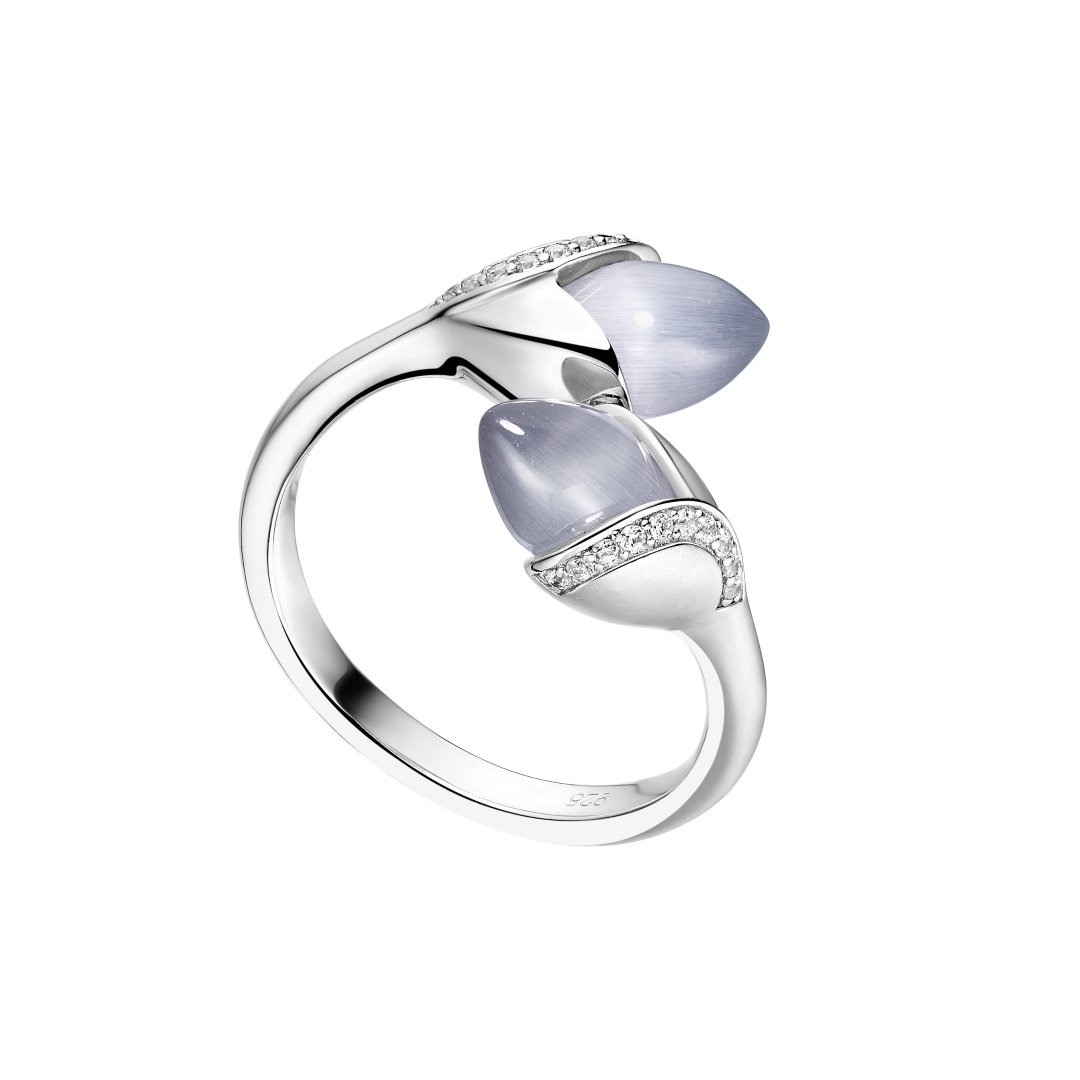 Striking Grey Magnolia Collection Ring By Fei Liu