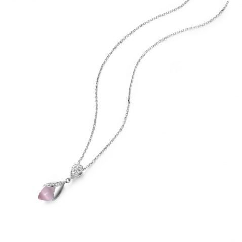 Fei Liu Magnolia Collection Small Pink Pendant with Leaf Heidi Kjeldsen Jewellers P1482 Top
