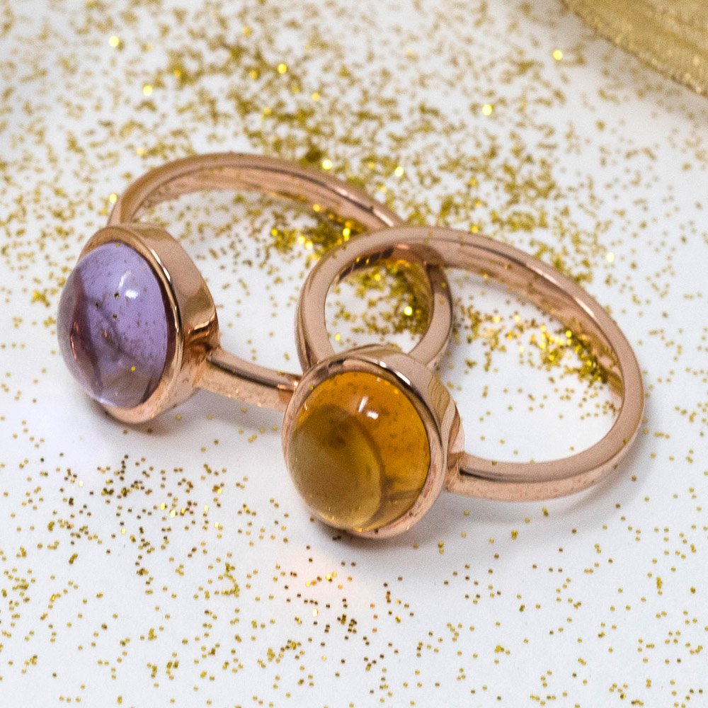 Amethyst and Rose Gold Ring R1573 and Citrine and Rose Gold Ring R1574 By Heidi Kjeldsen Jewellers Sparkly View