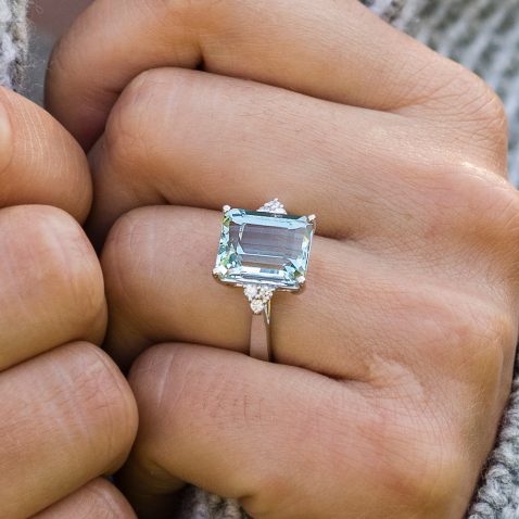 Aquamarine and Diamond Ring By Heidi Kjeldsen Jewellery R1674 Model 2