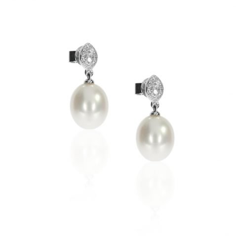 Cultured Pearl and Diamond Earrings By Heidi Kjeldsen Jewellers ER4768 Front