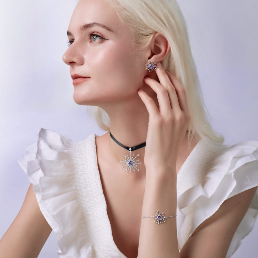 Fei Liu Carpe Diem Collection Heidi Kjeldsen Jewellery Sparkler Earrings ER2592 and Pendant P1490 Model 3