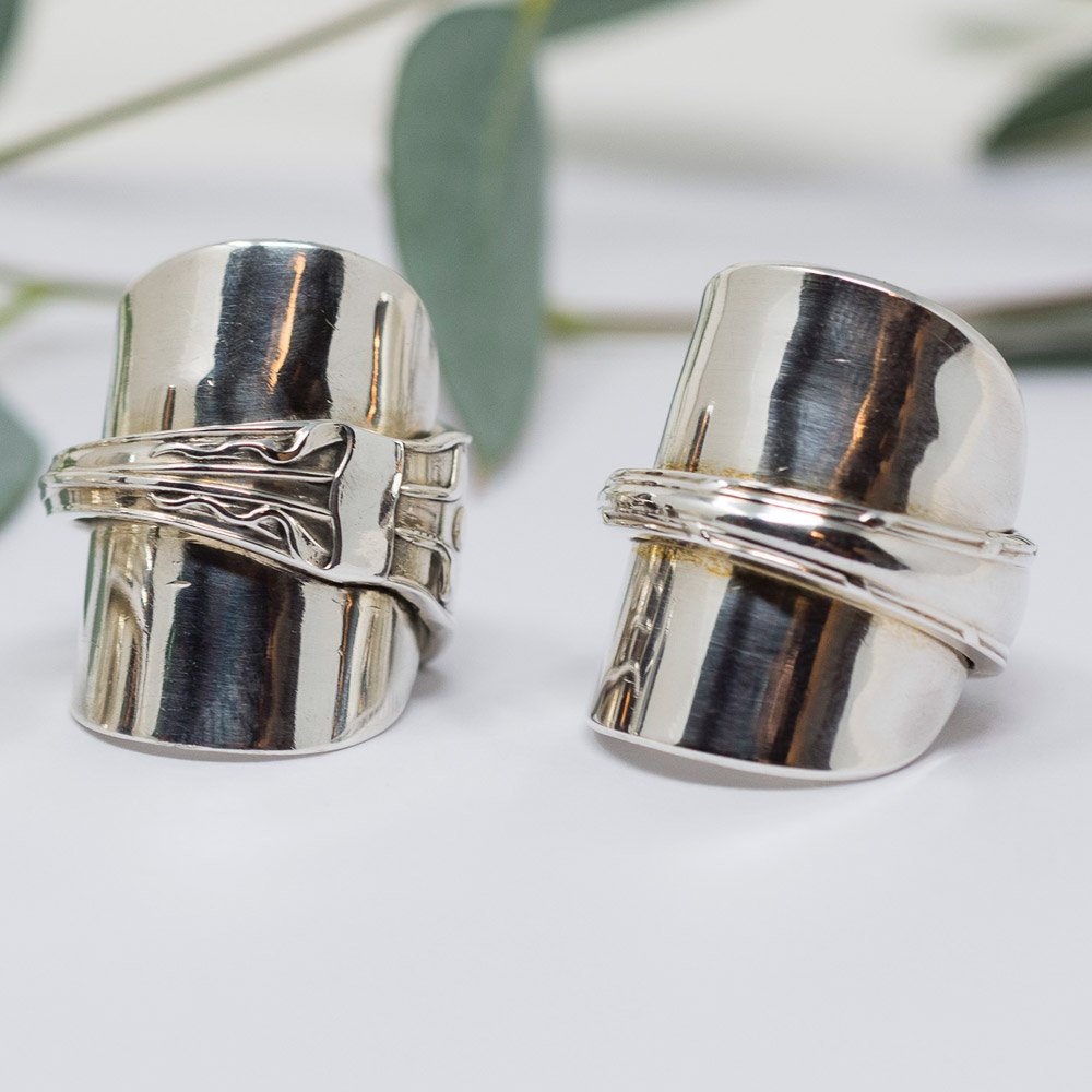 Silver handforged Teaspoon Rings By Heidi Kjeldsen Jewellers R1611 and R1610
