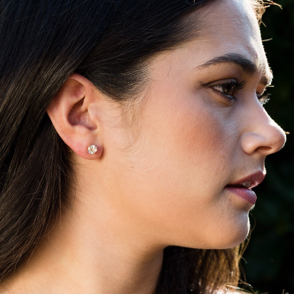 Morganite and Rose Gold earrings ER2550 by Heidi Kjeldsen Jewellery Model