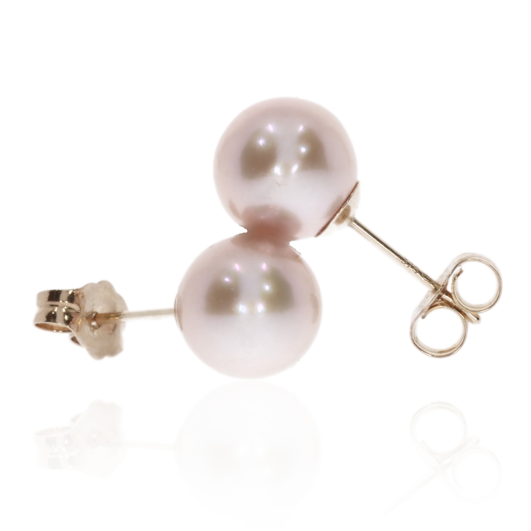 Lustrous Pink Cultured Pearl Earrings