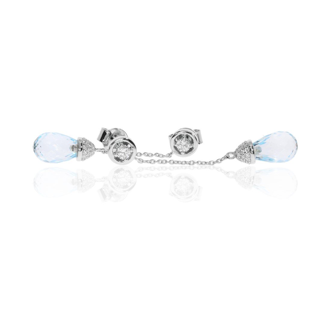 Blue Topaz and Diamond drop earrings by Heidi Kjeldsen Jewellers ER2597 Flat