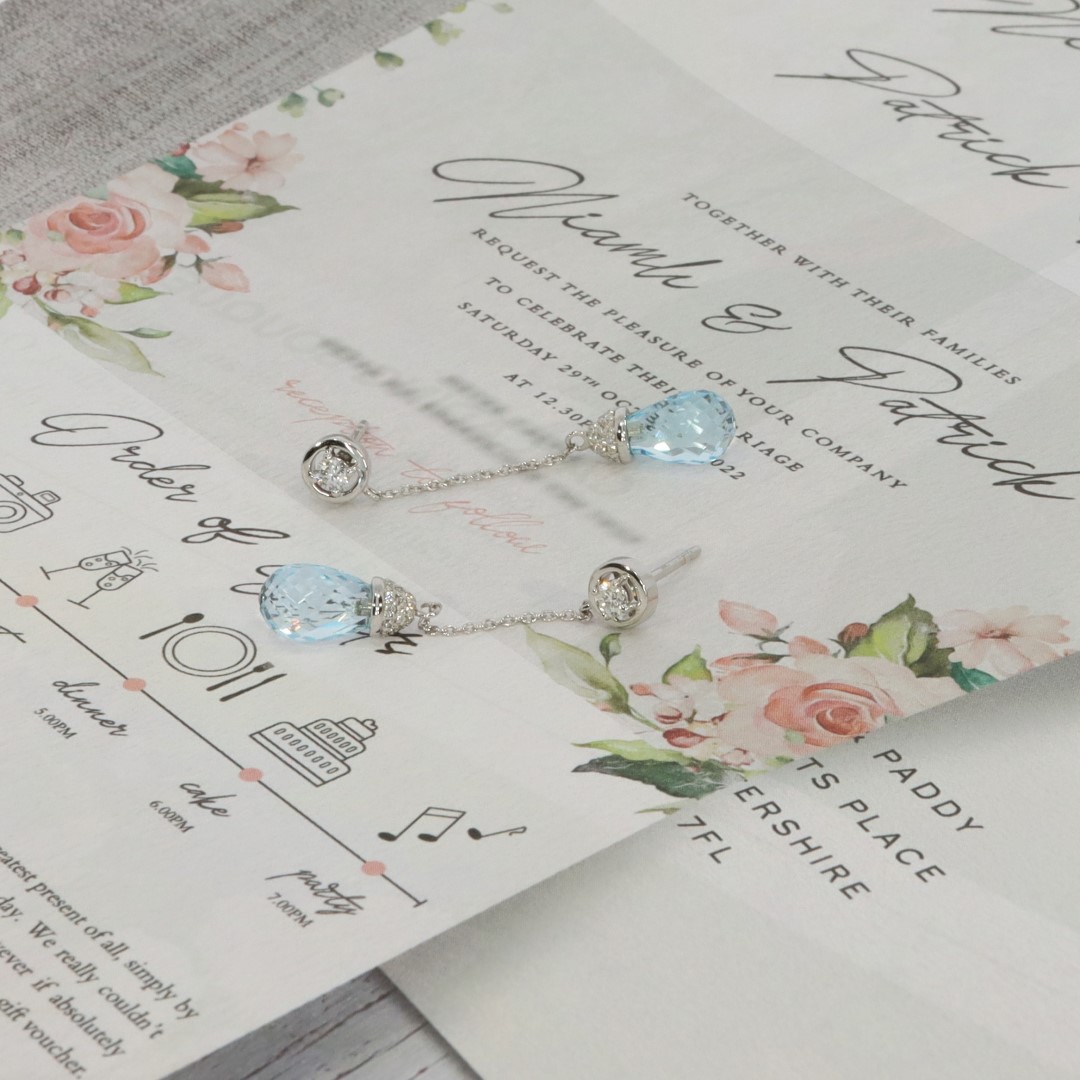 Blue Topaz and Diamond drop earrings by Heidi Kjeldsen Jewellers ER2597 Paper