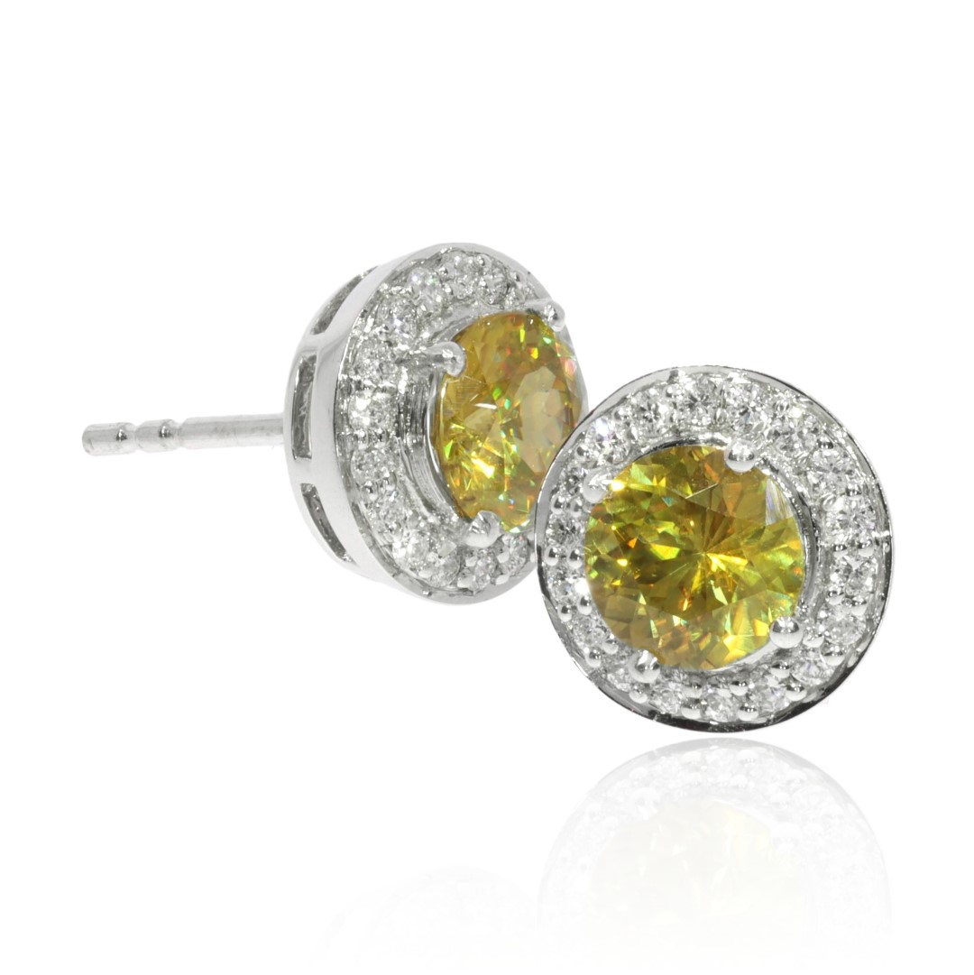 Stunning Burmese Sphene and Diamond Cluster Earrings by Heidi Kjeldsen Jewellery ER2378 side